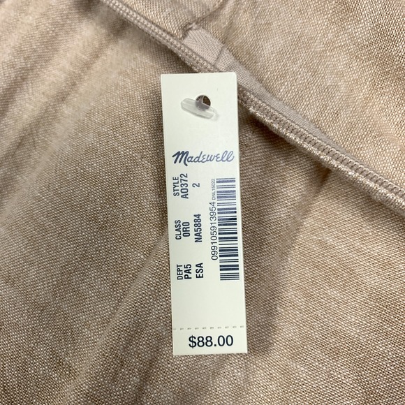Madewell Faux Wrap Skirt Women's 2 Earthen Sand Linen-Blend Ruffle Midi NWT $88 - Picture 3 of 11